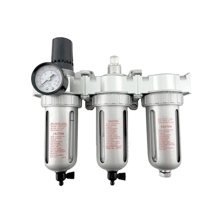 All Tool Depot 1/2" NPT MID FLOW 3 Stages Filter Regulator Coalescing Desiccant Dryer System (MANUAL DRAIN) FRFLM864N